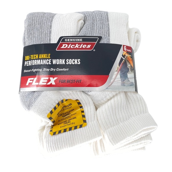 Dickies Men's 6pk Dri-Tech Ankle Socks - WHITE - Picture 1 of 6